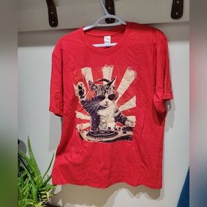 Red Cat DJ Graphic Tee - Unbranded